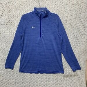 Under Armour Shirt Mens Sz L Blue 1/4 Zip Pullover Long Sleeve Loose‎ Heatgear